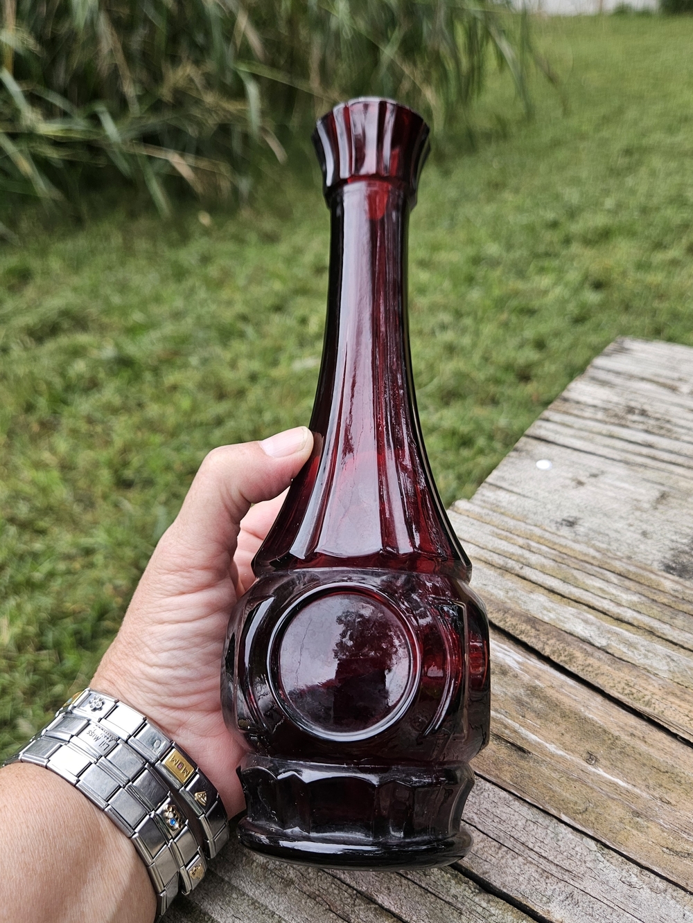 Handblown-Style Ruby Red Glass Bud Vase